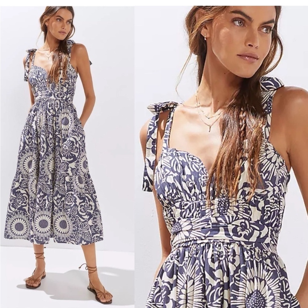 Anthropologie Forever That Girl Flounced Floral Midi Dress 👗 amazing